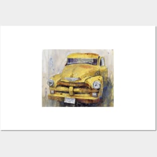 Vintage Old Truck- Yellow Posters and Art